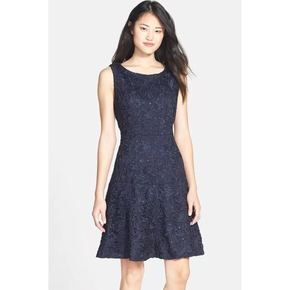 Anthropologie Eva Franco Navy Lace Mini Sleeveless Fit and Flare Dress NWT - Picture 1 of 3